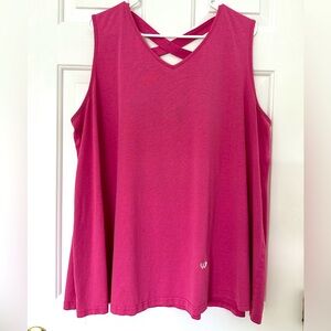 Women's Pink Sleeveless Top with Butterfly Appliqué - L/XL